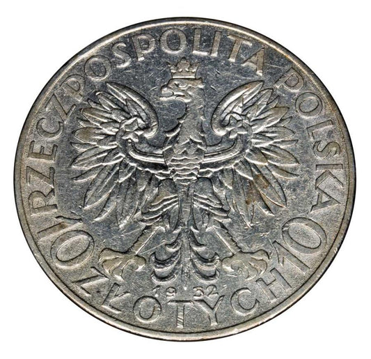 10 złotych 1932 Polska Warszawa Głowa kobiety