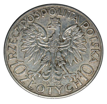 10 złotych 1932 Polska Londyn Głowa kobiety