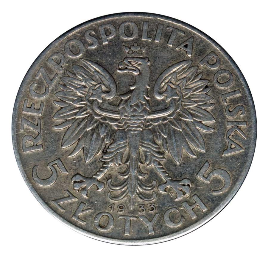 5 złotych 1933 Polska Warszawa Głowa kobiety
