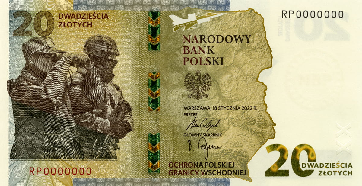 20 zł Ochrona polskiej granicy wschodniej - banknot kolekcjonerski