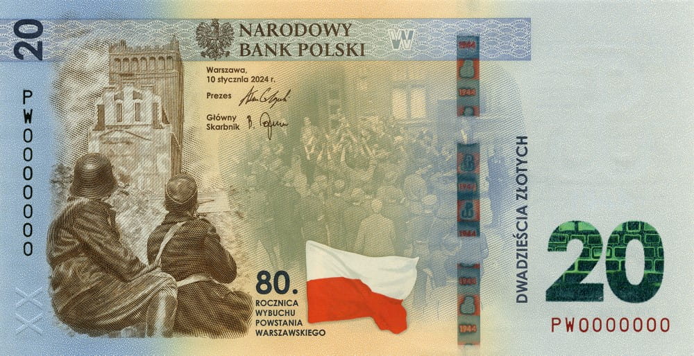 20 zł - 80. rocznica wybuchu Powstania Warszawskiego - banknot kolekcjonerski