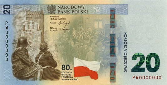20 zł - 80. rocznica wybuchu Powstania Warszawskiego - banknot kolekcjonerski